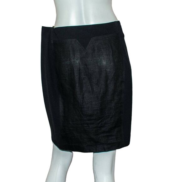 OPENING CEREMONY Women's Black Linen Mini Skirt Zipper front Sz Large - Picture 4 of 11